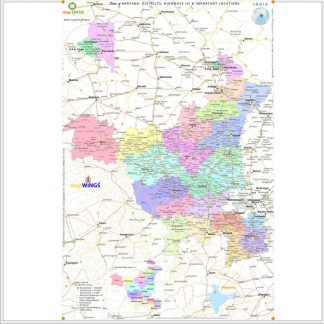 Map of | HARYANA | Set of 2 | 1 - map.LOCUS Map with Districts, Locations, Road, Rail | 2 - key.ROUTES Map with NH, SH & Rail Network | 18 X 12 in | for Edu & Business