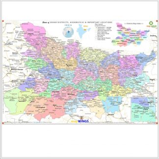 Map of | BIHAR | Set of 2 | 1 - map.LOCUS Map with Districts, Locations, Road, Rail | 2 - key.ROUTES Map with NH, SH & Rail Network | 18 X 12 in | for Edu & Business