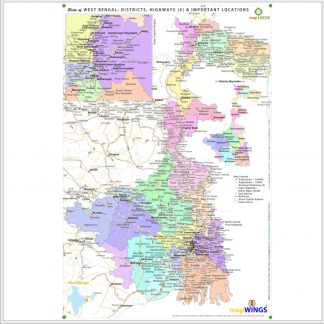 Map of  | WEST BENGAL | Set of 2 | 1 - map.LOCUS Map with Districts, Locations, Road, Rail | 2 - key.ROUTES Map with NH, SH & Rail Network | 18 X 12 in | for Edu & Business