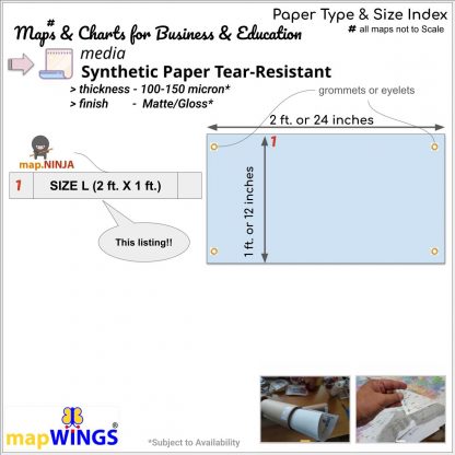 Maps of | Districts of | ODISHA | on Tear-Resistant SYNTHETIC PAPER with Eyelets | Districts, Important Locations, Coverage, Rail and National Highways (#) | for Edu & Business - Image 7